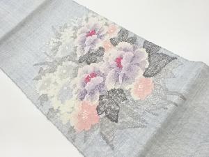 手織り真綿紬花々模様名古屋帯